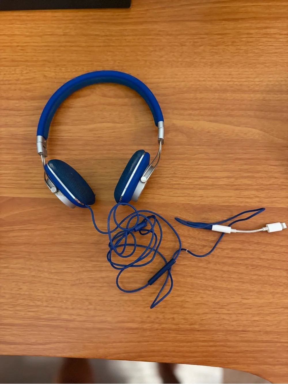 Bowers & Wilkins Blue On-Ear Headphones with Silver Accents